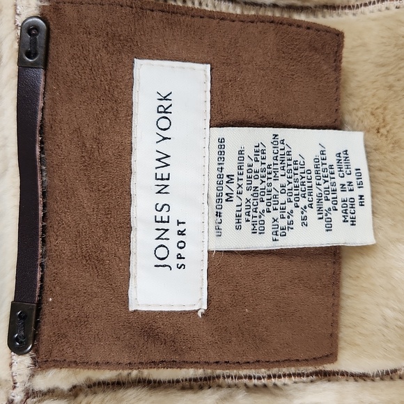 Jones New York - Women's Faux Suede Hooded Winter Coat - Size M - Picture 4 of 7